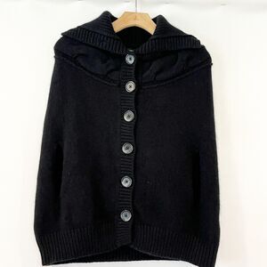 Club Monaco Black Knit Cape Wool Cashmere Angora Blend XS Button Front